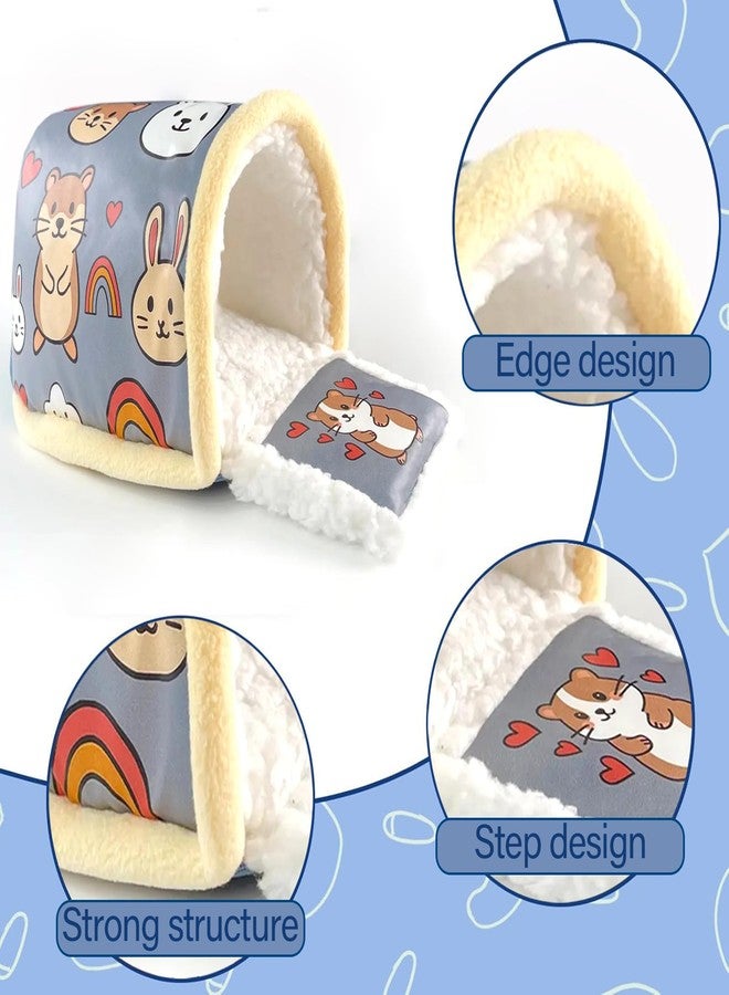 Colenumone Guinea Pig Hideout for Hamster & Guinea Pig Cage Accessories - Washable Fleece Hideout/House with Step Pad, for Rabbit/Chinchilla/Ferret (S) - Image 2